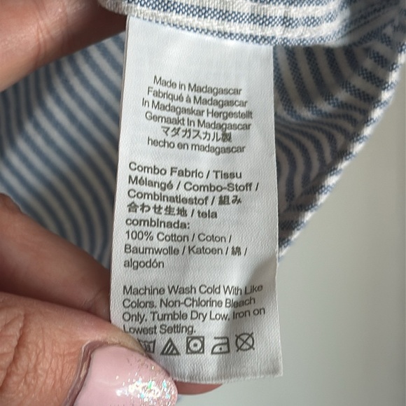 Crewcuts Boys Blue and White Stripe Button Down Shirt Size 12 - Picture 3 of 4